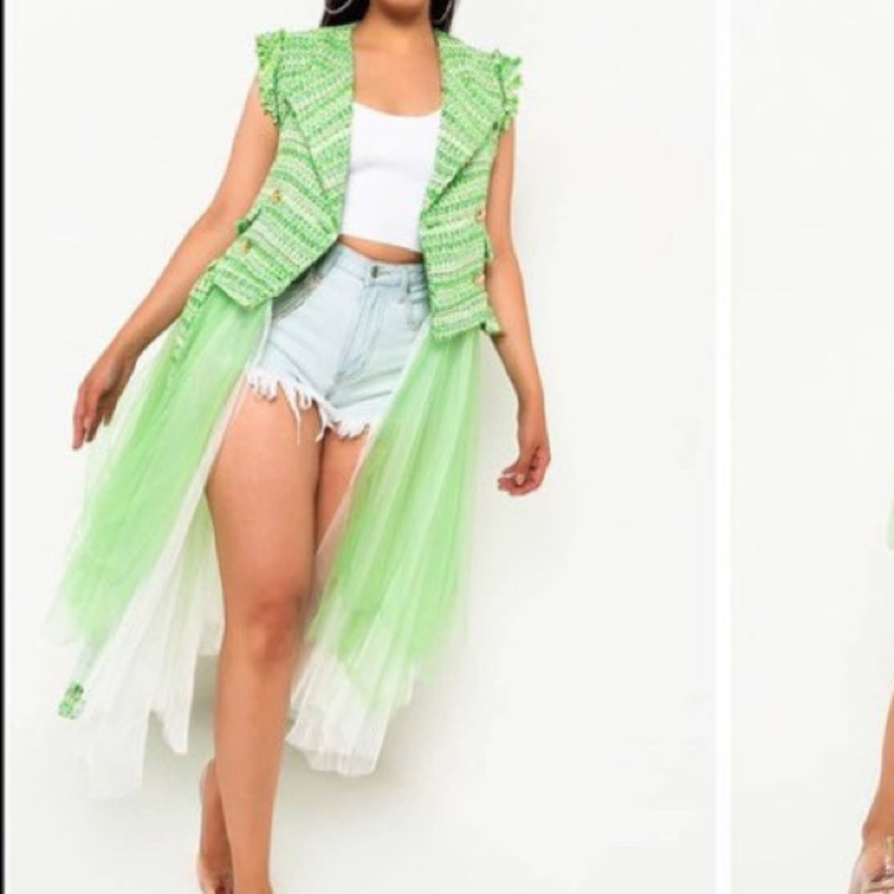 Long Green Crochet Vest